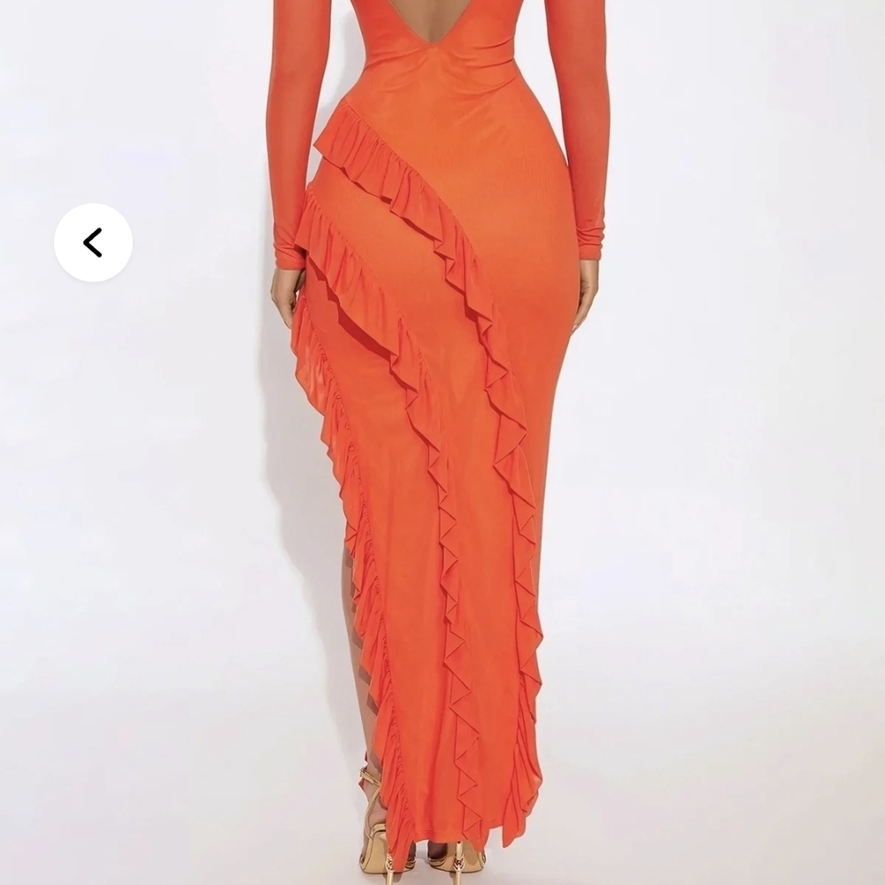 Fashion Nova Vibrant Orange Backless Dress